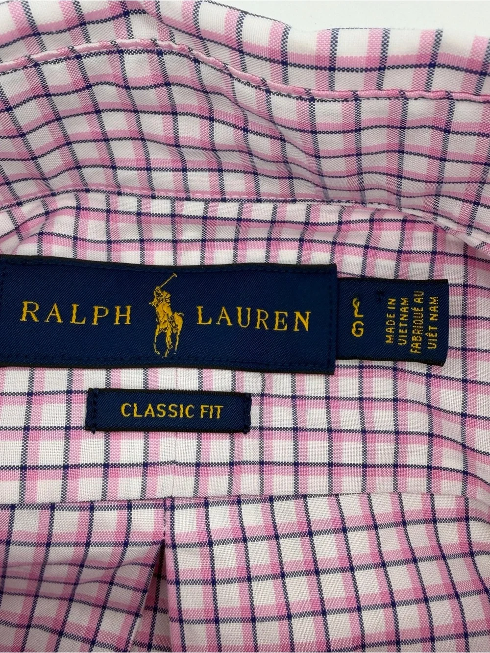 Polo Ralph Lauren Large Shirt Mens Pink Blue Check Plaid Long Sleeve Button Down